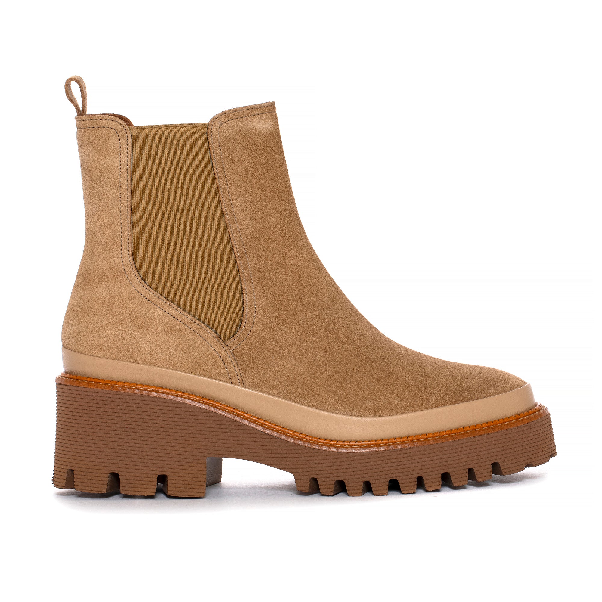 BOTIN PLATAFORMA CARMEN VELOUR CAMEL