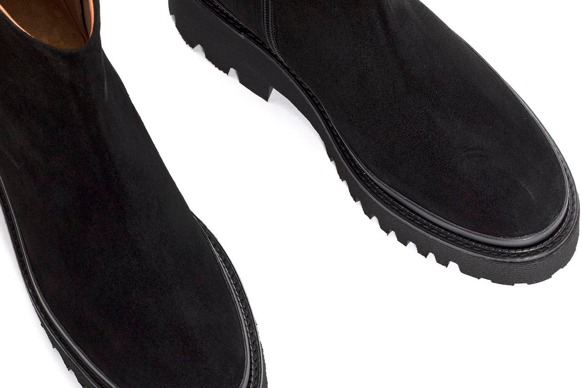 CARMEN VELOUR BLACK PLATFORM BOOTY