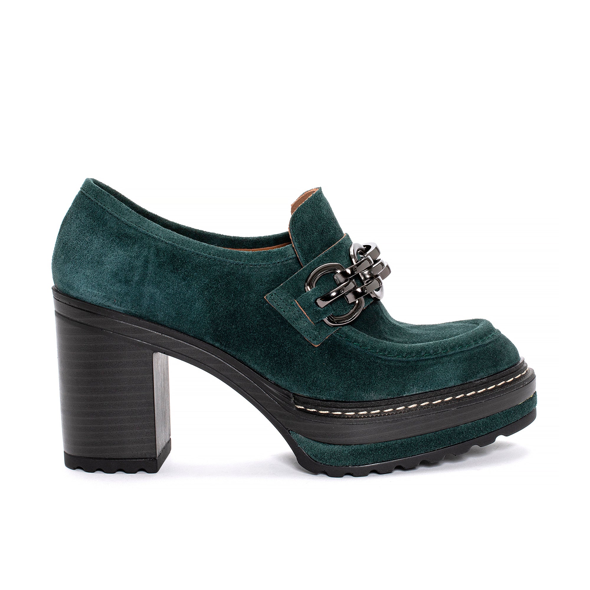 ZAPATO TACON OLIVIA VELOUR PETROLEO