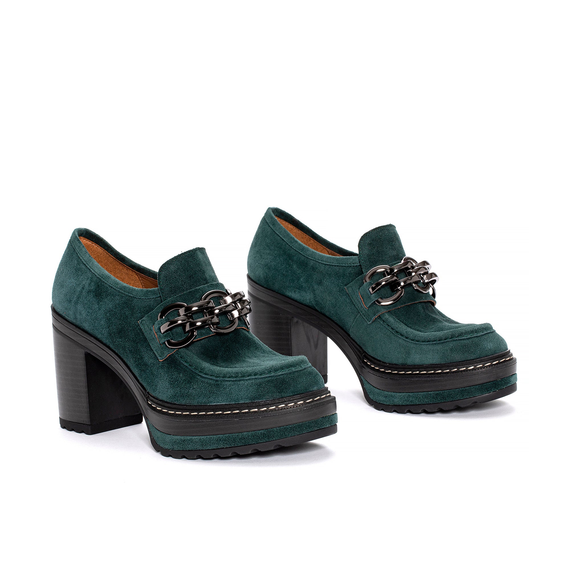 ZAPATO TACON OLIVIA VELOUR PETROLEO