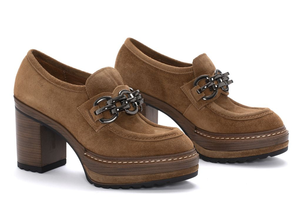 ZAPATO TACON OLIVIA VELOUR TOFFE