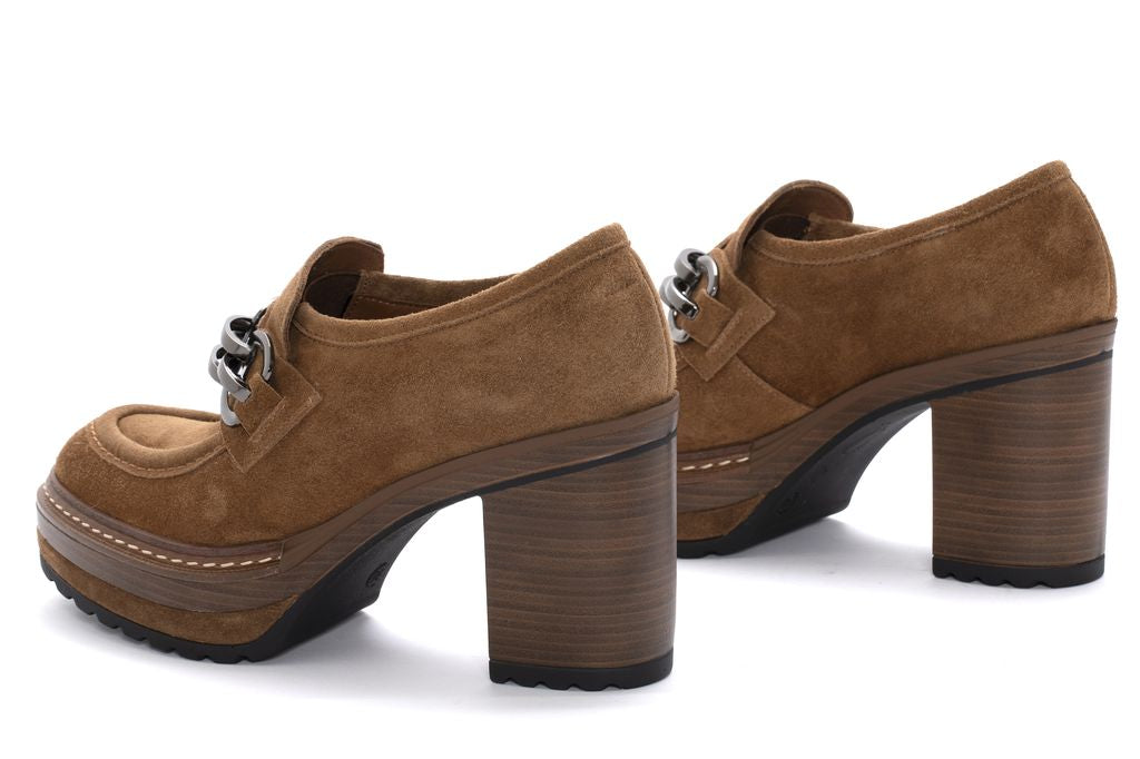 ZAPATO TACON OLIVIA VELOUR TOFFE