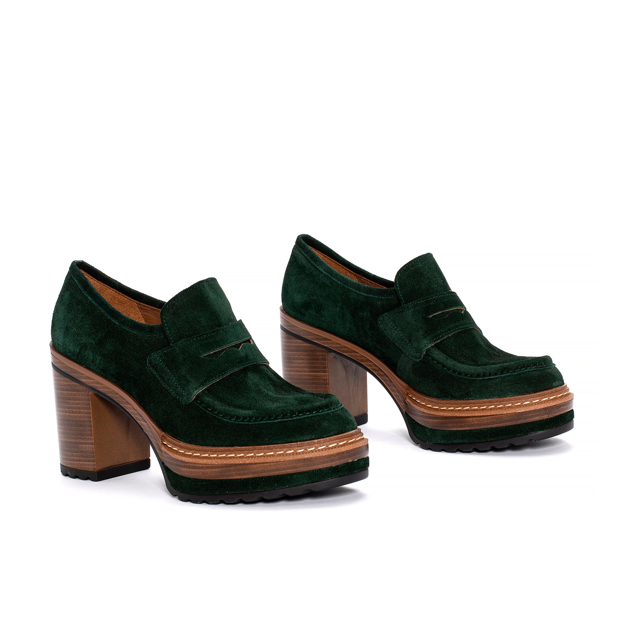 ZAPATO TACON OLIVIA VELOUR BOSQUE