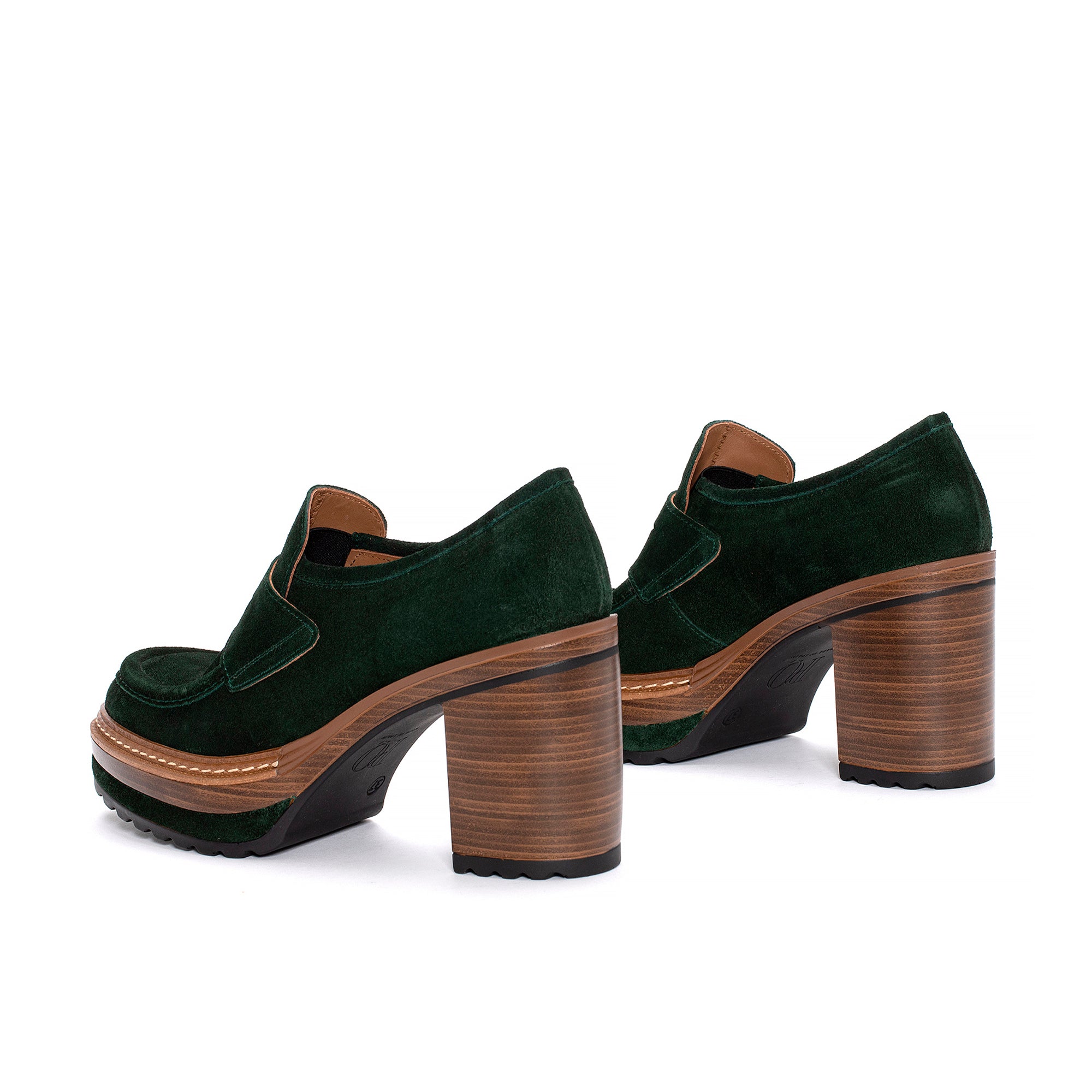 ZAPATO TACON OLIVIA VELOUR BOSQUE