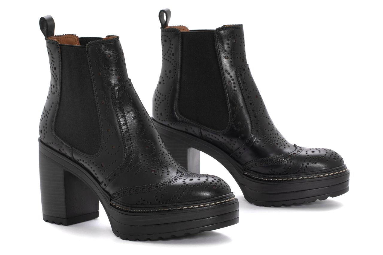 BLACK BABY CALF OLIVIA HEEL ANKLE BOOT