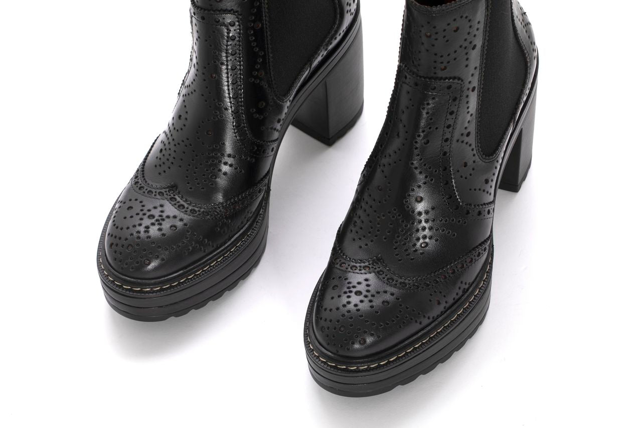 BLACK BABY CALF OLIVIA HEEL ANKLE BOOT