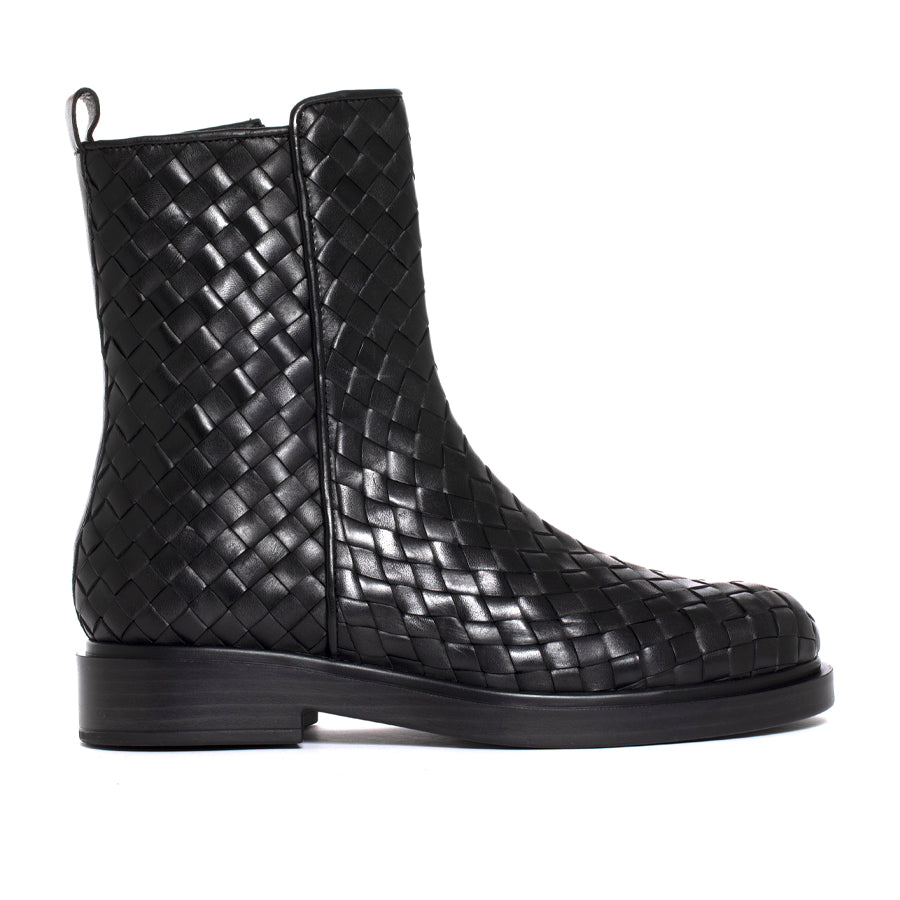 BOTIN PLANO SELINE TRENZADO 10MM NEGRO