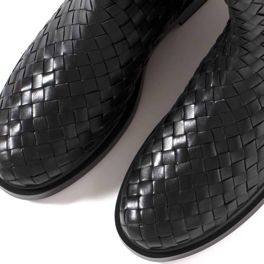 BOTIN PLANO SELINE TRENZADO 10MM NEGRO