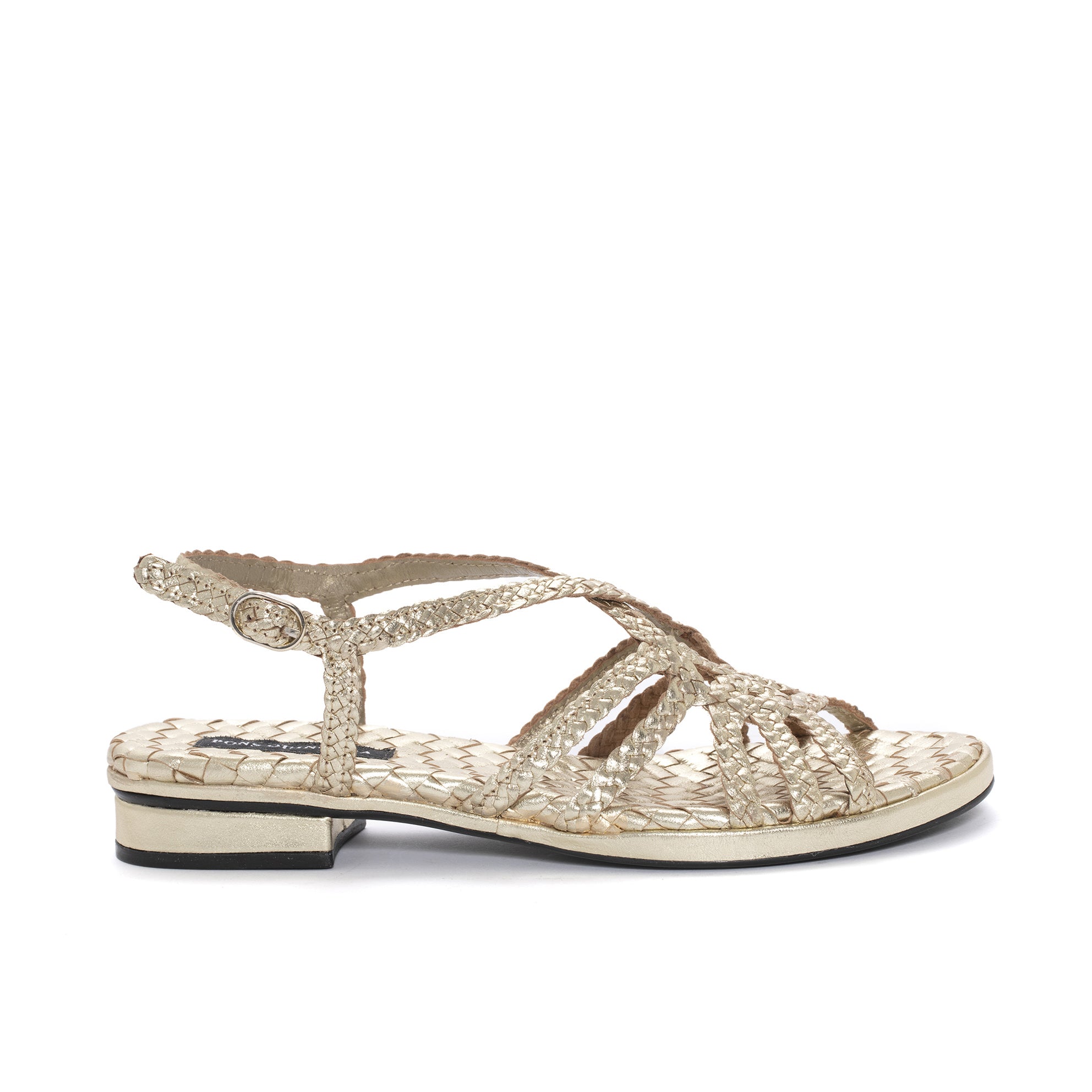 SANDALIA PLANA DIANA METAL PLATINO