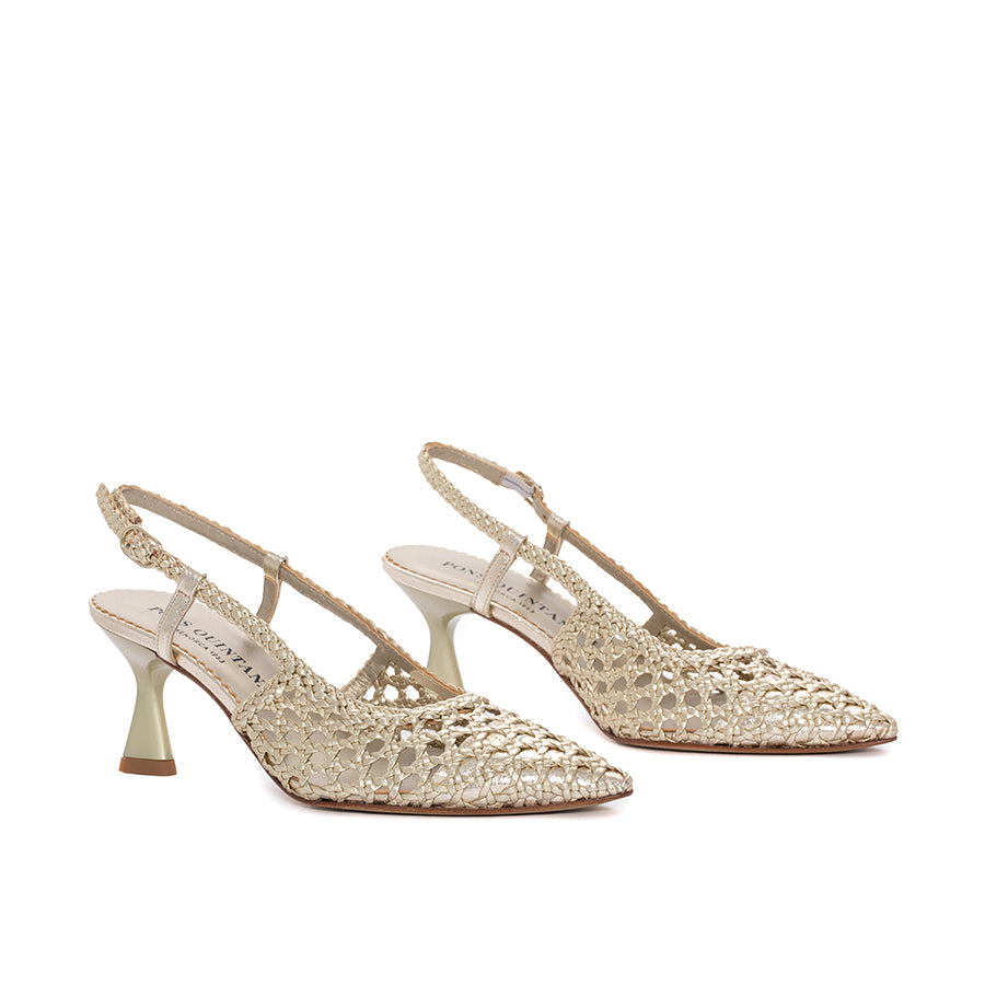 SANDALIA TACON MORITZ METAL PLATINO