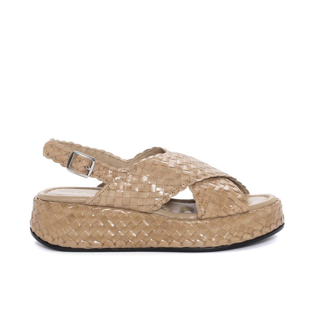 SANDALIA PLATAFORMA MAUI TRENZADO 8 MM TAUPE