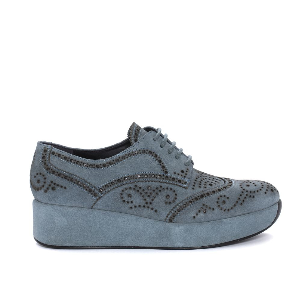 BLUCHER PLATAFORMA CERTIER VELOUR AQUA