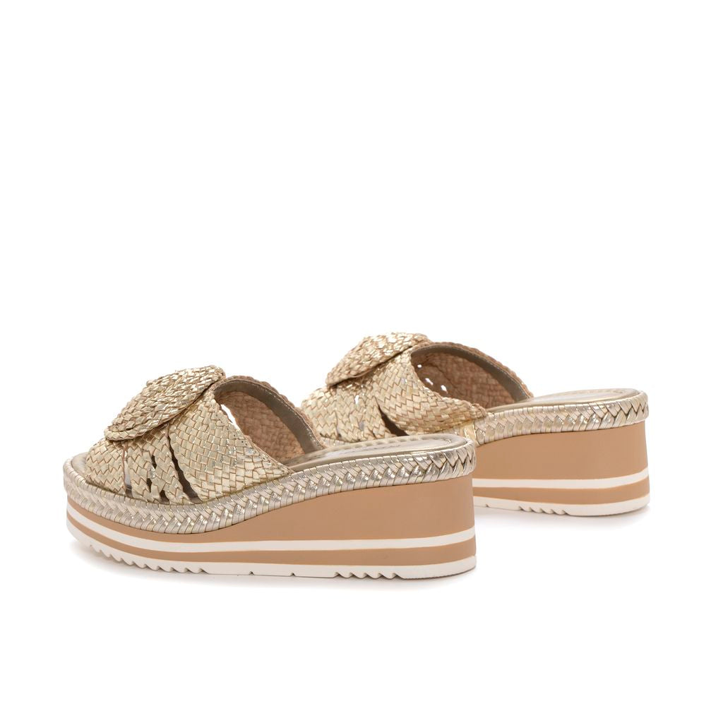 SANDALIA PLATAFORMA PADOVA METAL PLATINO