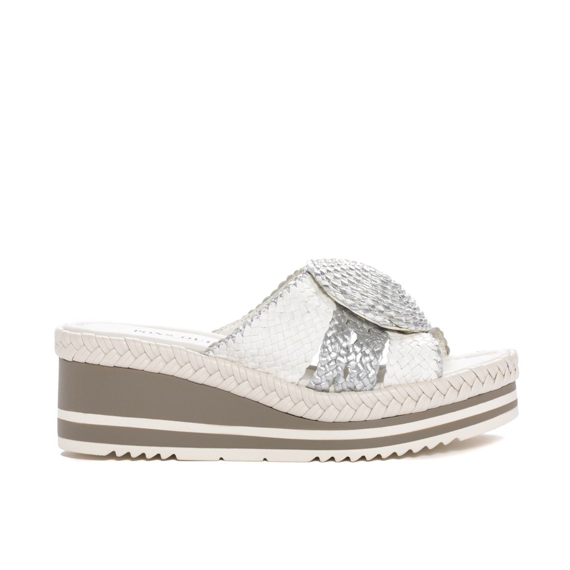 SANDALIA PLATAFORMA PADOVA WET MILK + SILVER