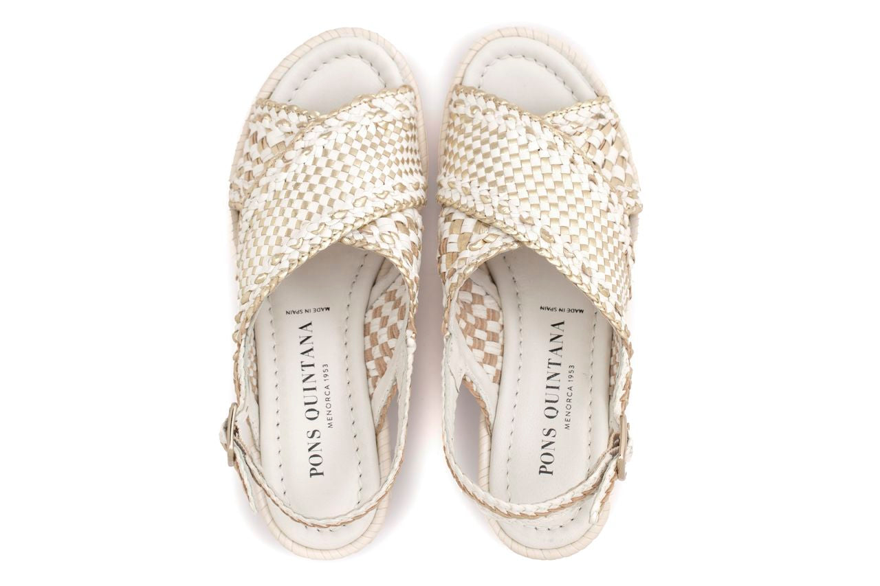 SANDALIA PLATAFORMA PADOVA MILK+PLATINO