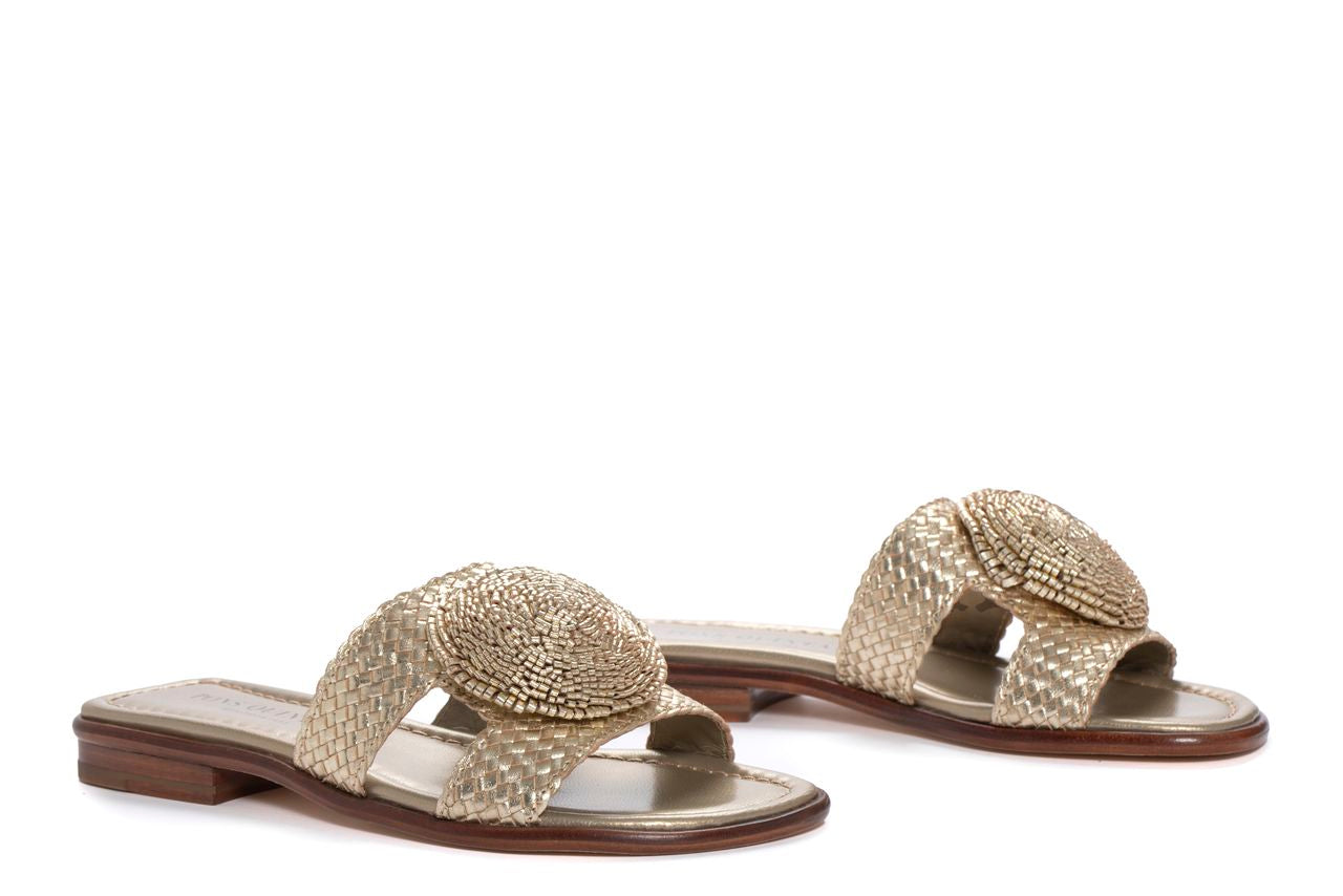 SANDALIA PLANA TINA METAL PLATINO