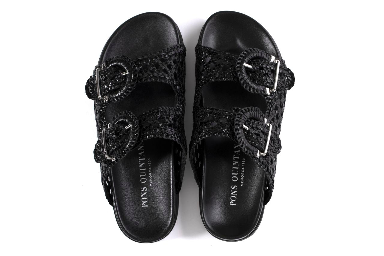 SANDALIA PLANA FUSSBETT CAIMAN NEGRO
