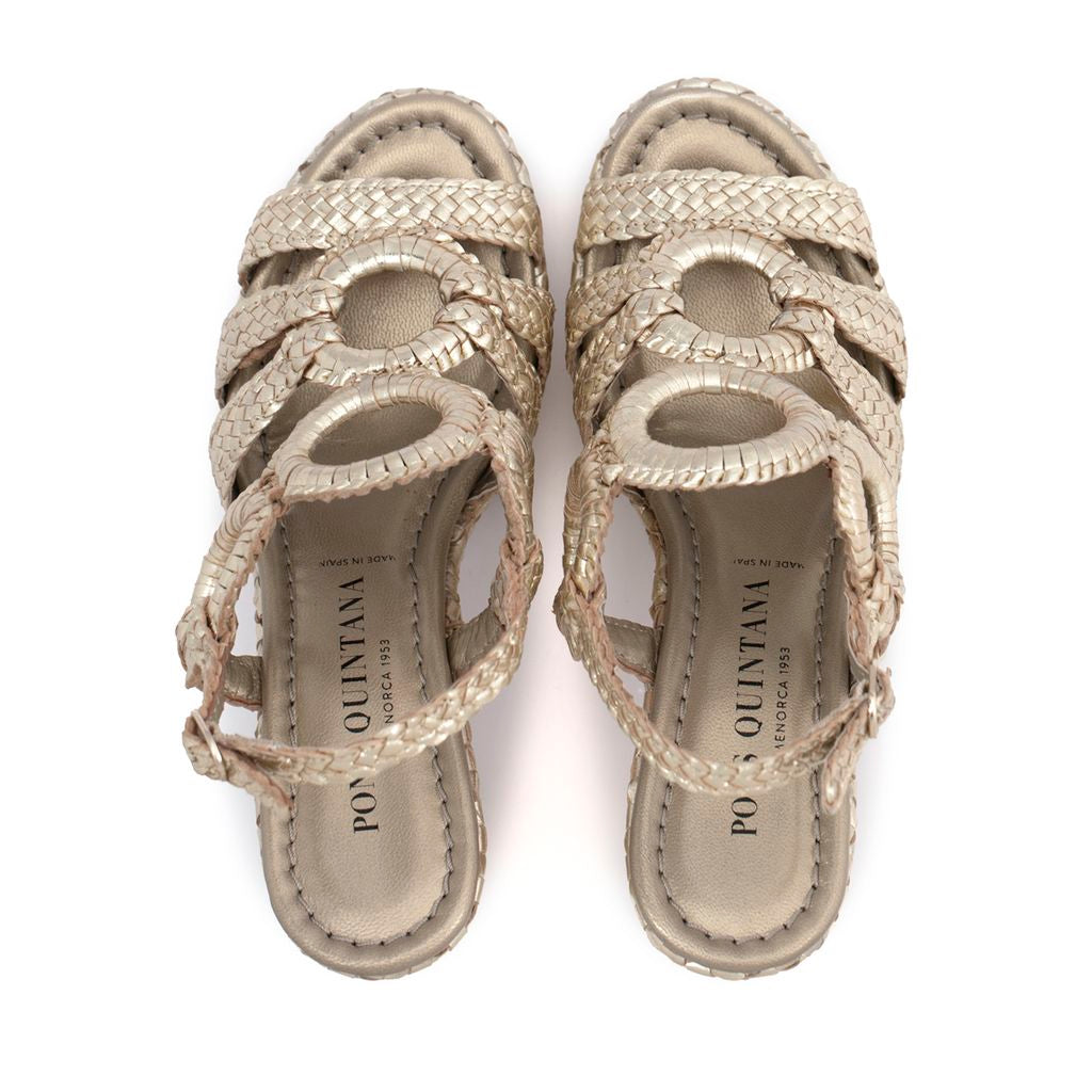 SANDALIA TACON GENOVA METAL PLATINO