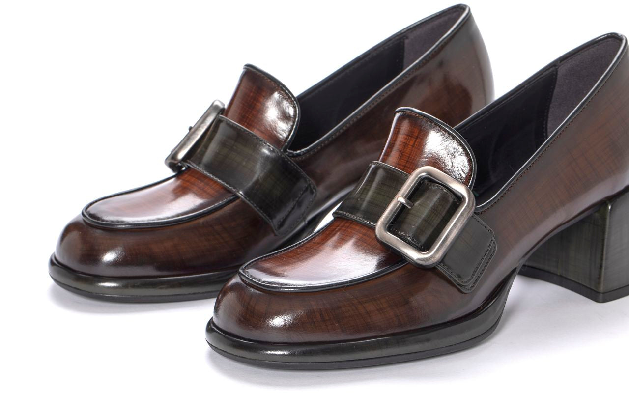 MOCCASIN HEEL EMILIA COMBI NEPAL EBONY