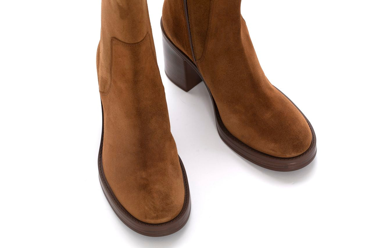 MABEL VELOUR TOFFE HEEL ANKLE BOOT