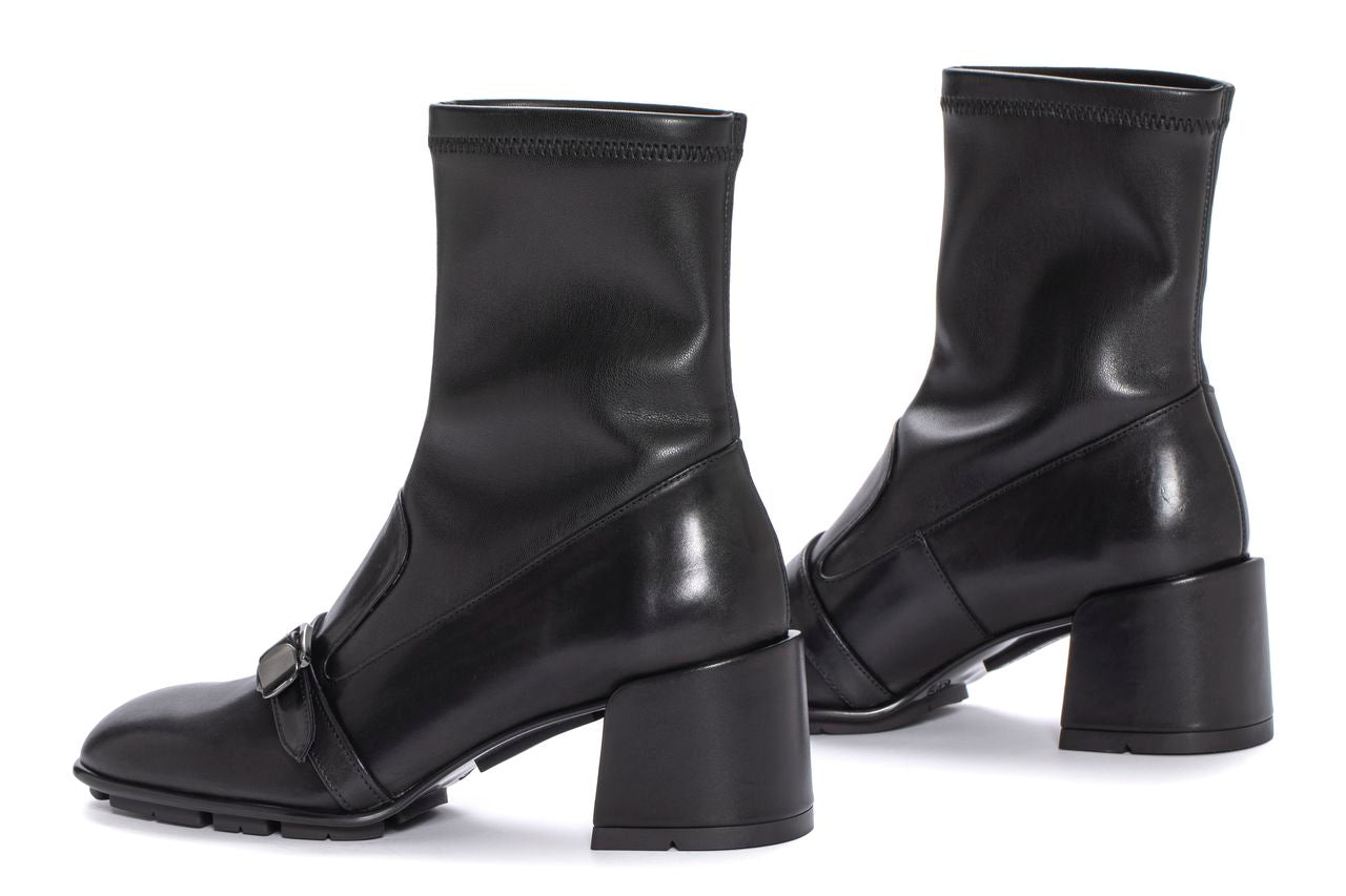 BOTIN TACON VICHY BABY CALF + NAPA STRECH NEGRO