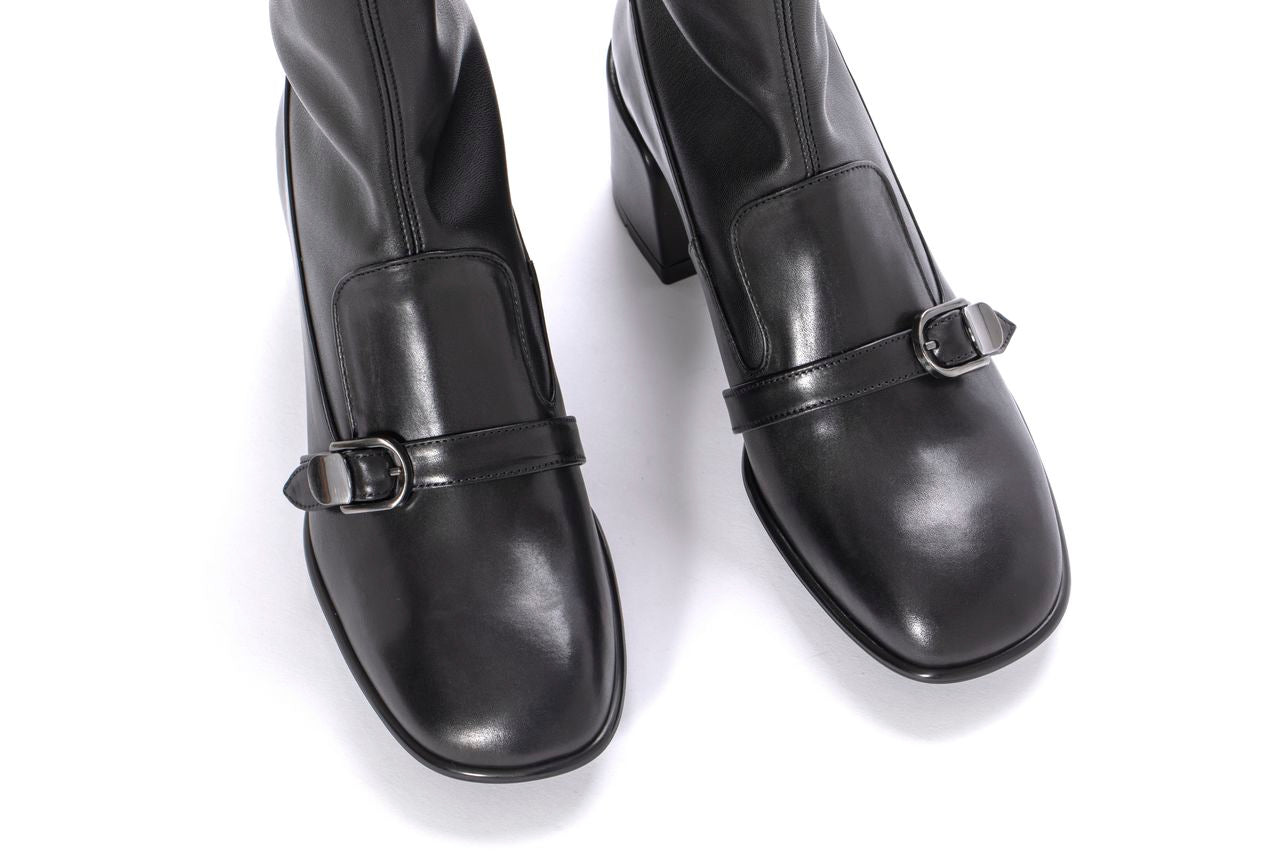 BOTIN TACON VICHY BABY CALF + NAPA STRECH NEGRO