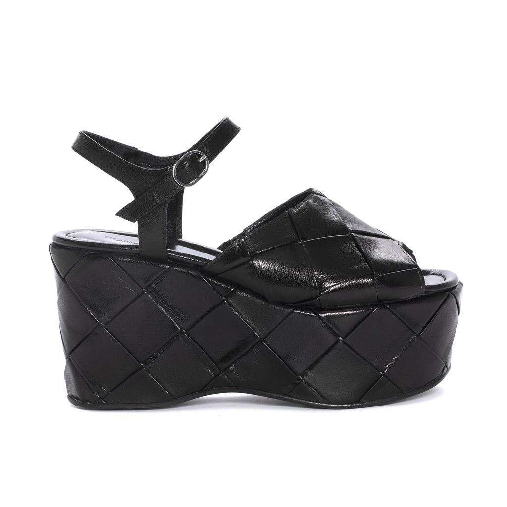 SANDALIA PLATAFORMA ELISA TRENZADO 3,5 CM NEGRO