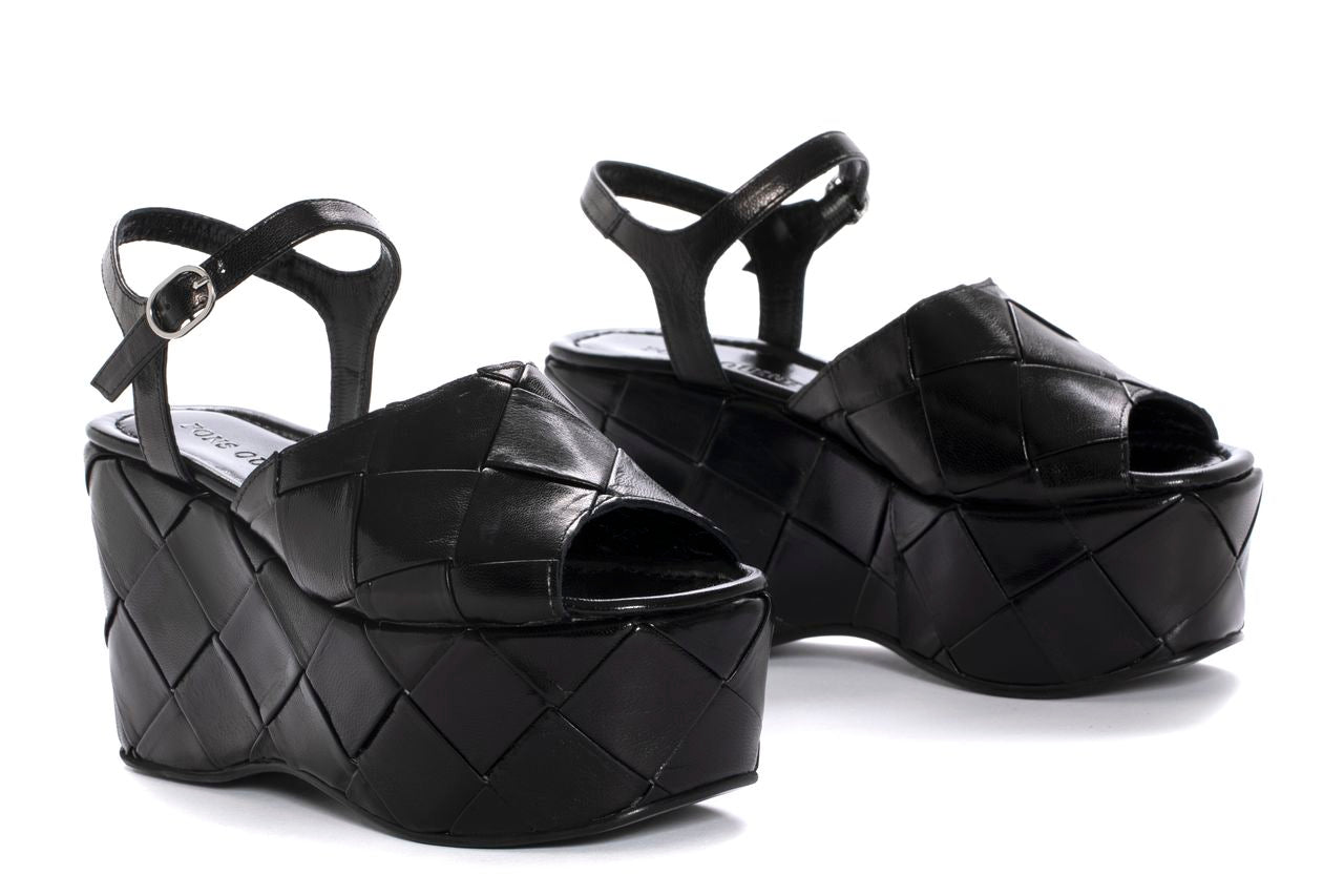 SANDALIA PLATAFORMA ELISA TRENZADO 3,5 CM NEGRO