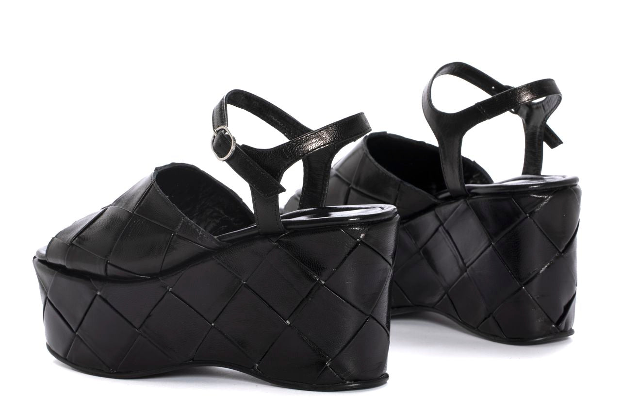 SANDALIA PLATAFORMA ELISA TRENZADO 3,5 CM NEGRO