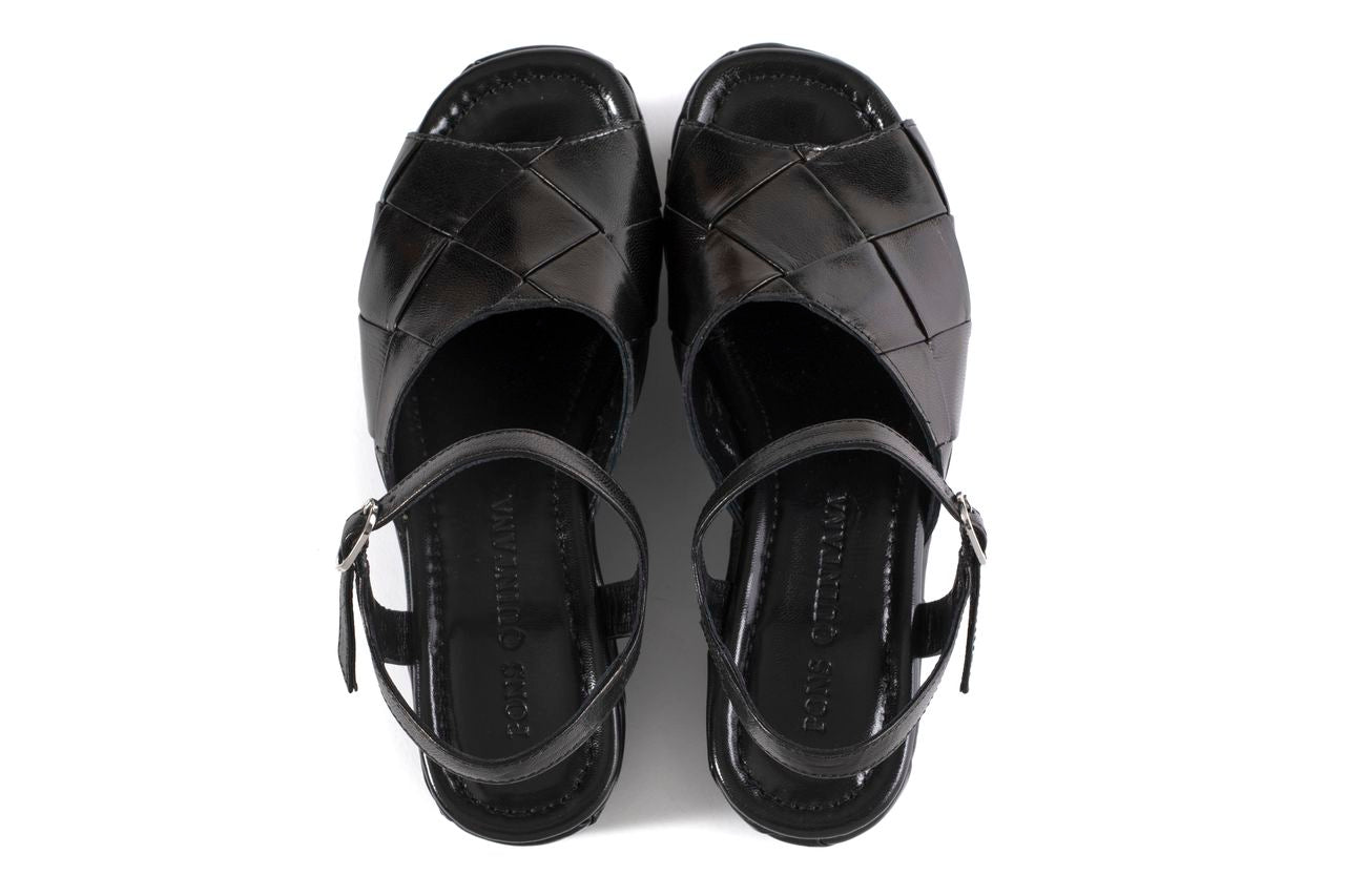 SANDALIA PLATAFORMA ELISA TRENZADO 3,5 CM NEGRO