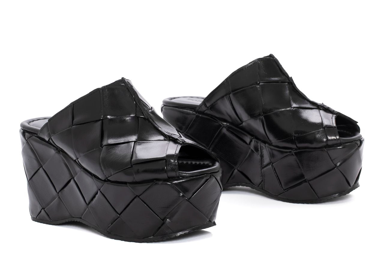 SANDALIA PLATAFORMA ELISA TRENZADO 3,5 CM NEGRO