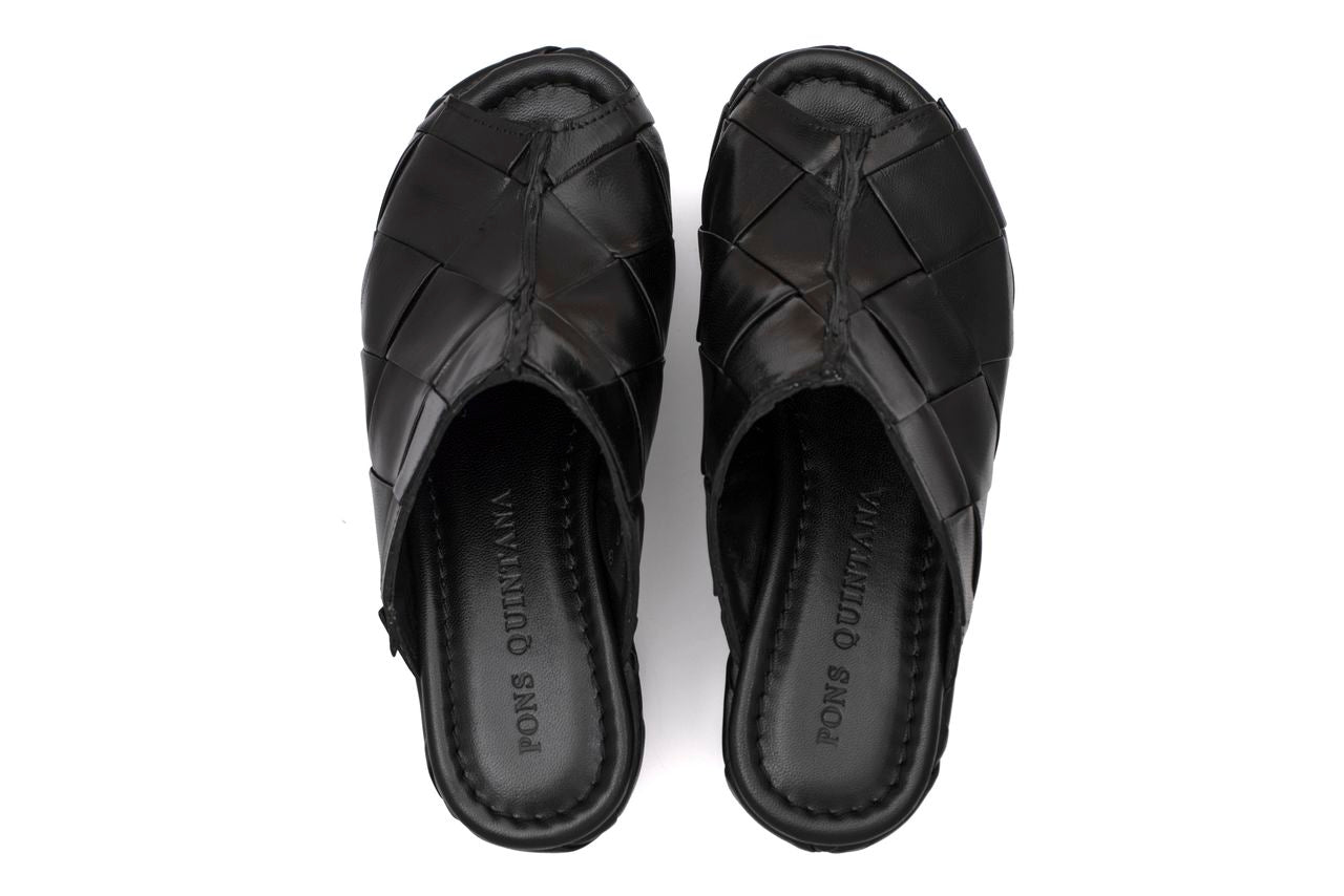 SANDALIA PLATAFORMA ELISA TRENZADO 3,5 CM NEGRO