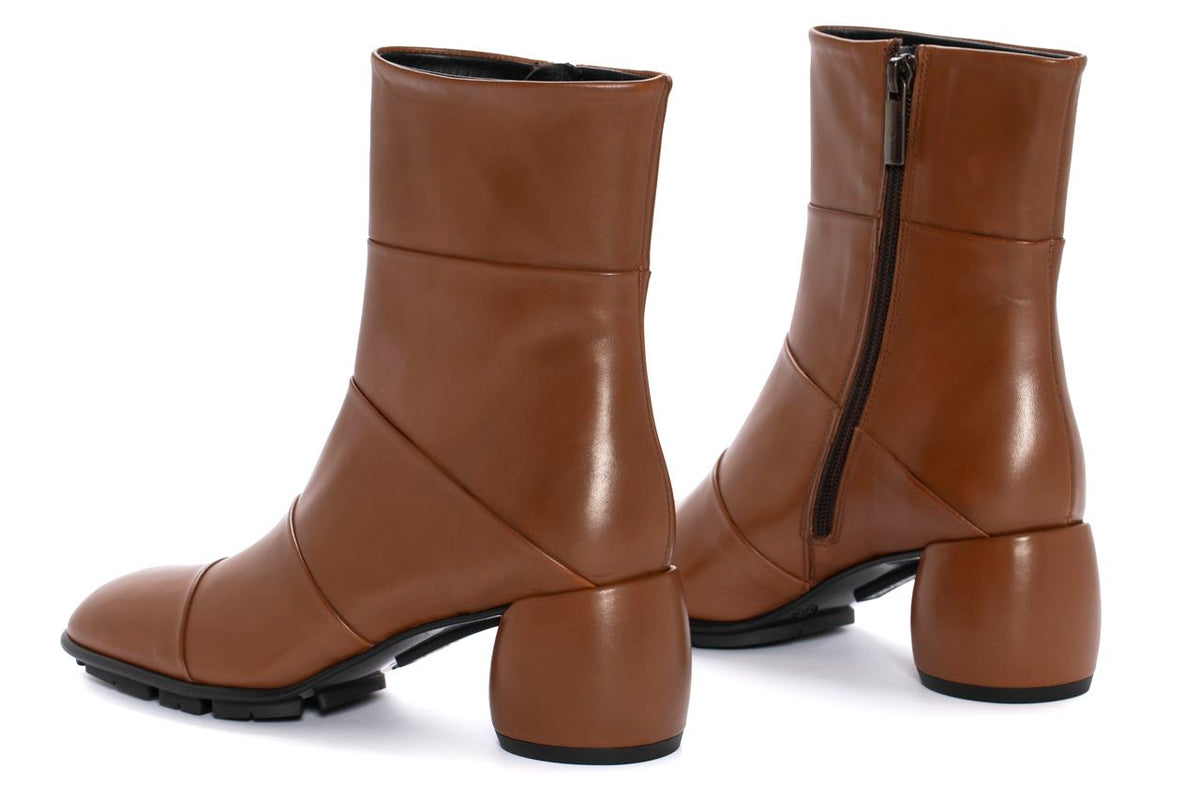VICHY TOFFEE BABY CALF HEELED ANKLE BOOTS