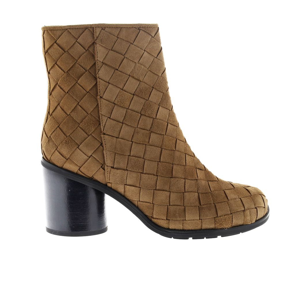 TANIA 15MM HEELED ANKLE BOOT IN TOFFEE VELOUR