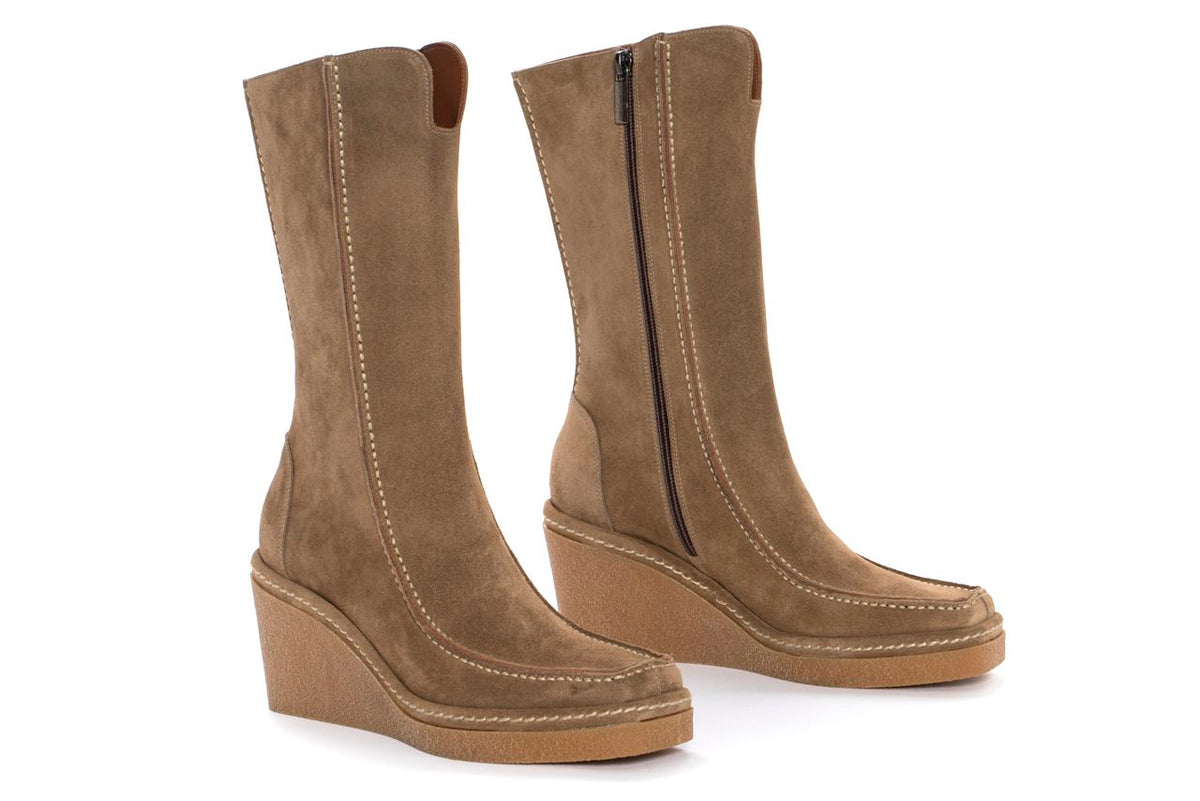 BOTA ESTELA VELOUR TAUPE