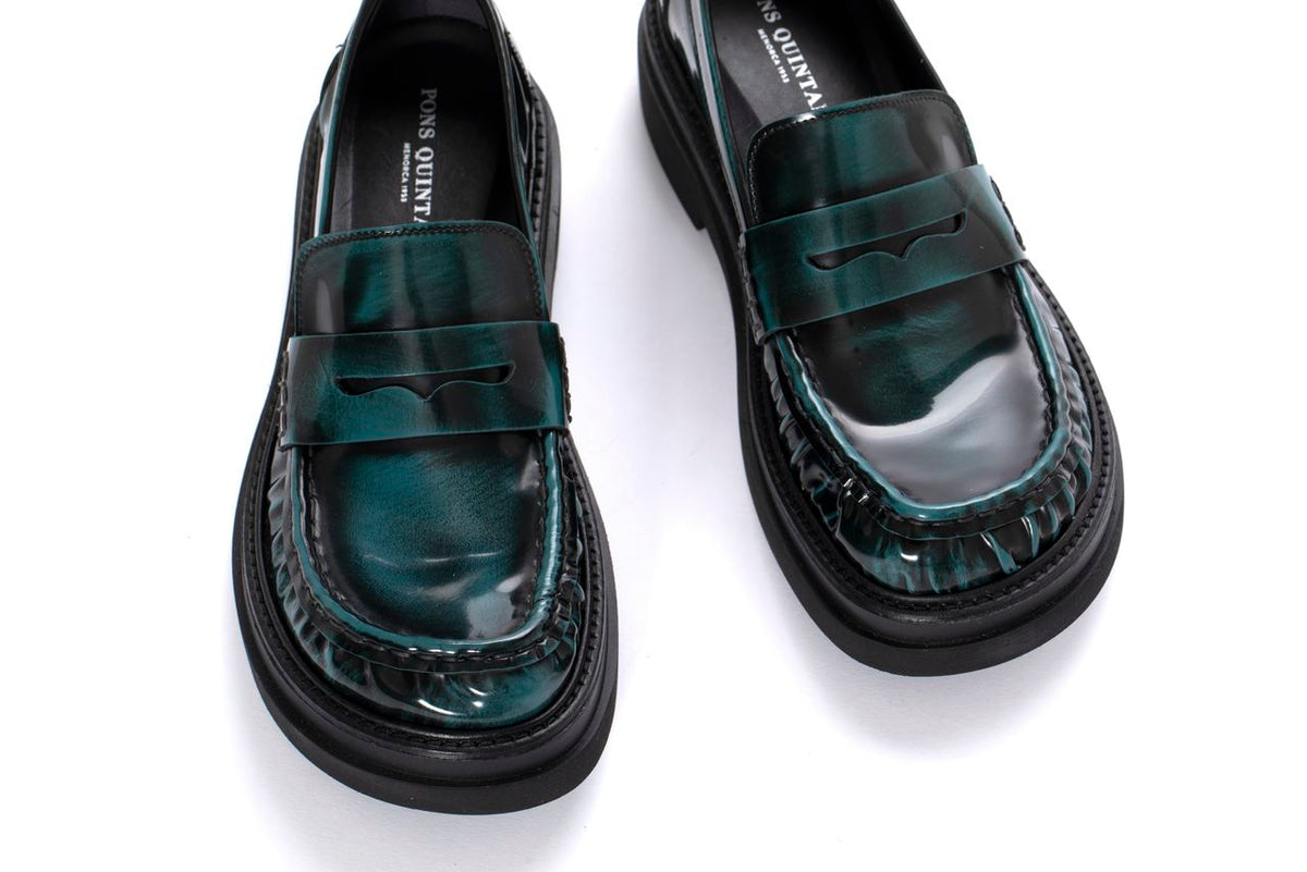 MOCASIN PLATAFORMA CORAL SPAZZOLATO AQUA
