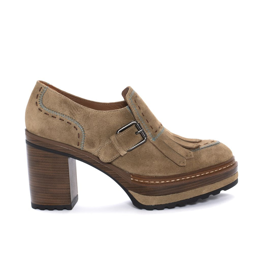 ZAPATO TACON OLIVIA VELOUR TAUPE
