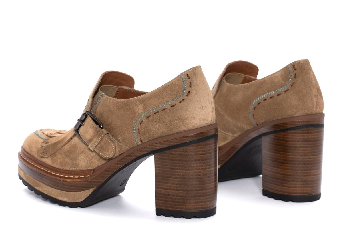 ZAPATO TACON OLIVIA VELOUR TAUPE
