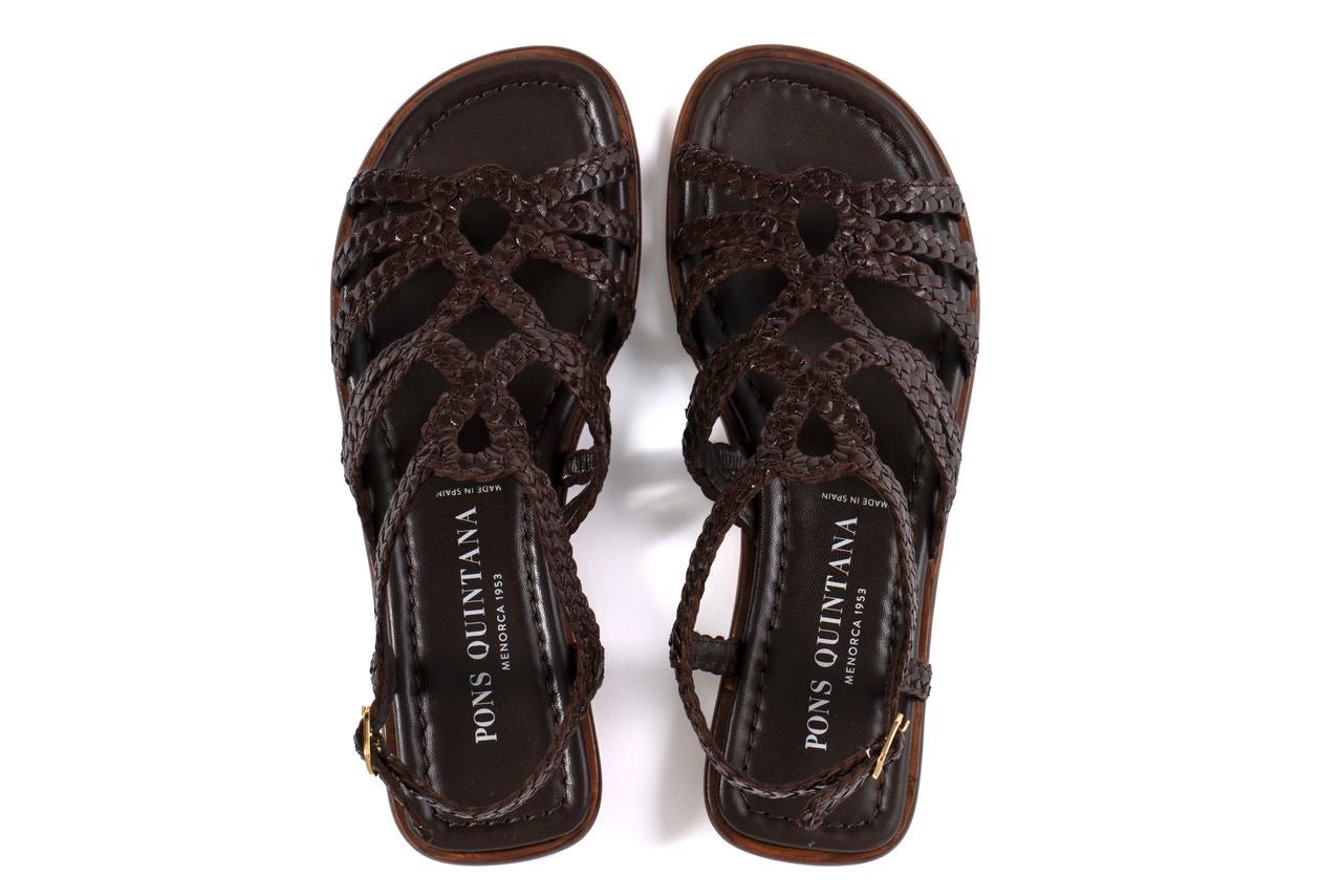 SANDALIA PLANA TINA CAFE