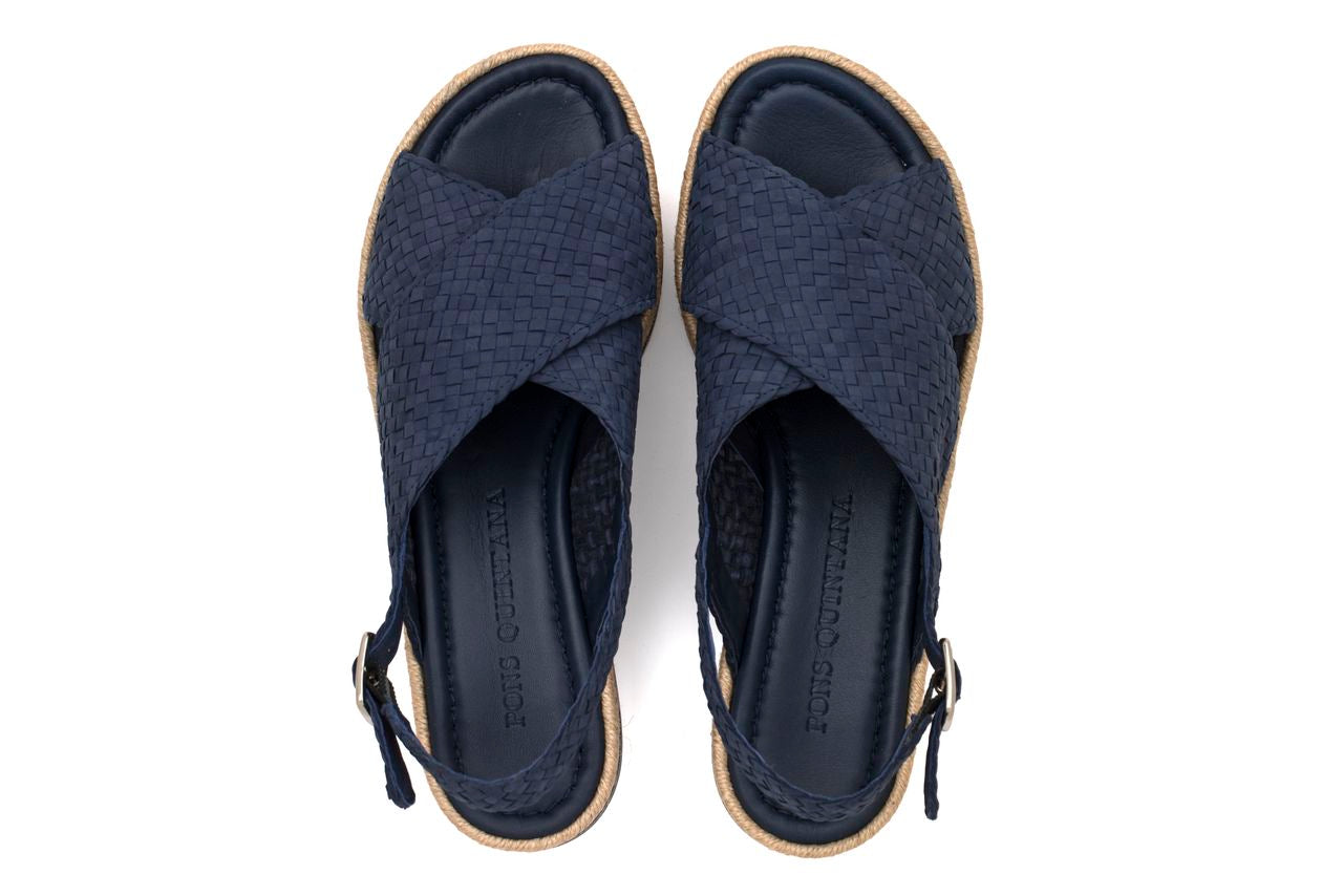 SANDALIA PLATAFORMA MILAN VELVET AZULON