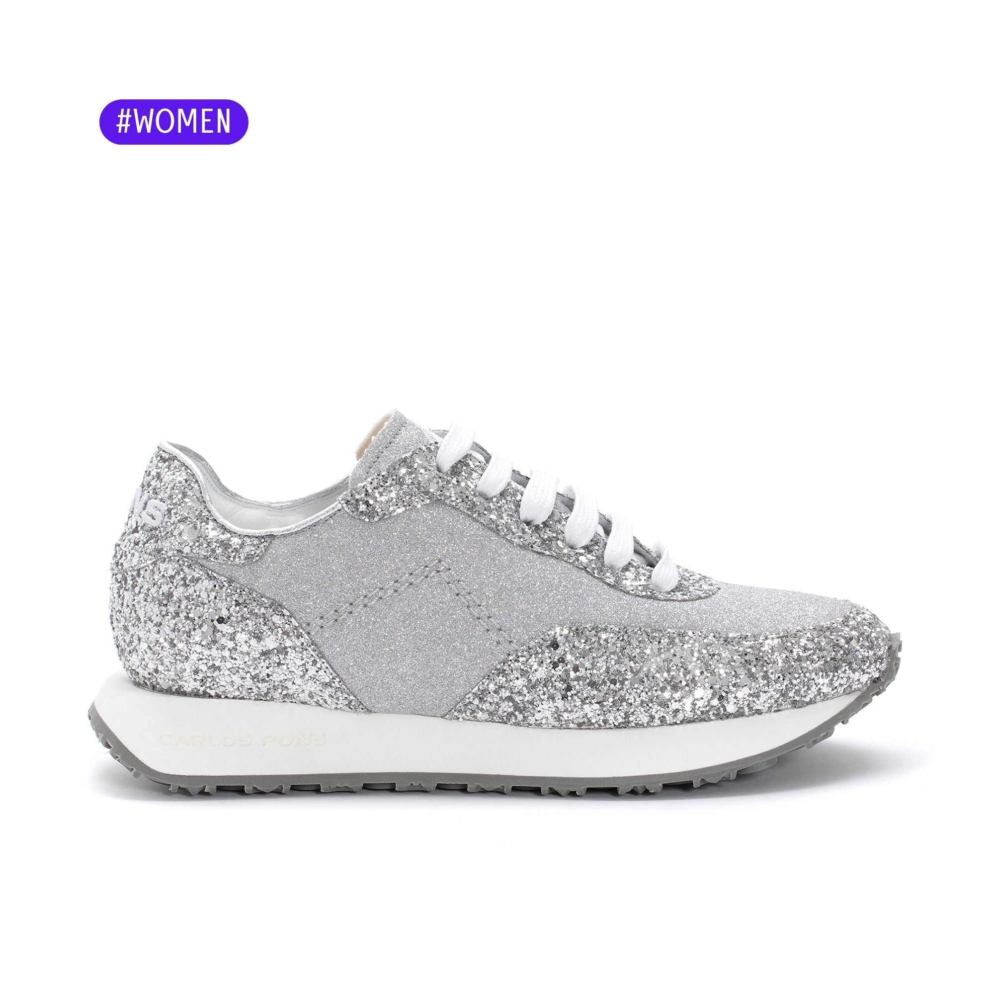 SNEAKER RUNNER GLITER PLATA