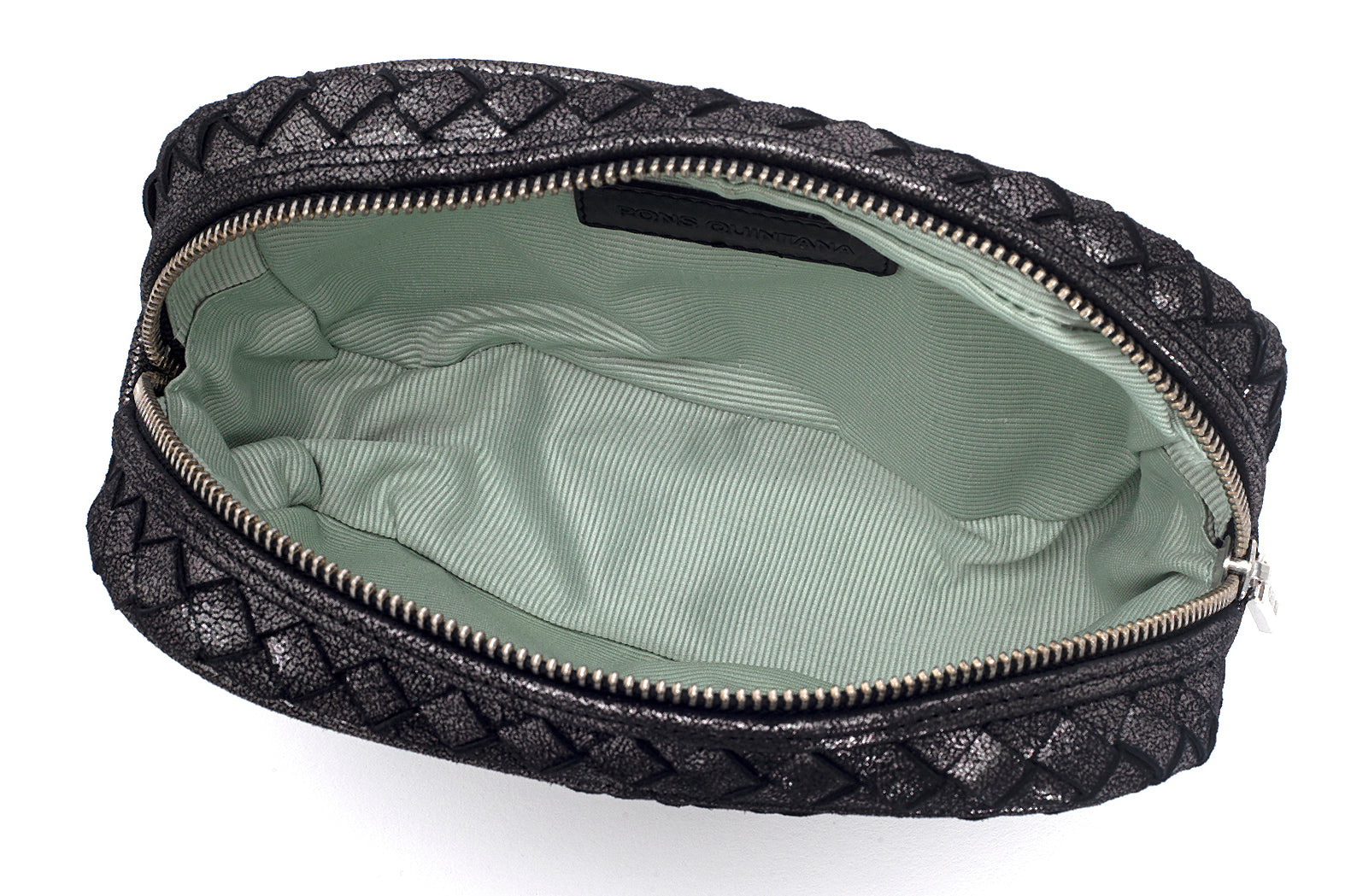 BOLSO DE MANO TRENZADO NAPA NEGRO