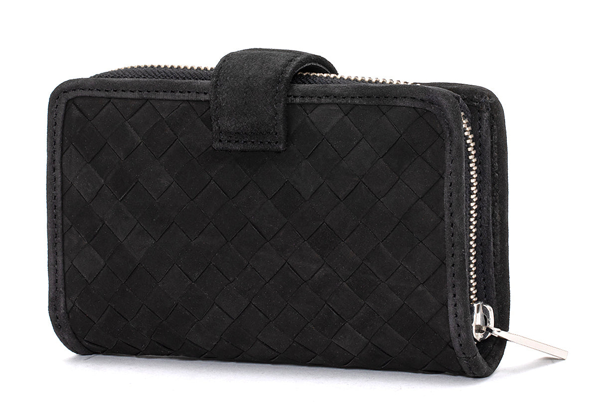 BRAIDED SUEDE BLACK WALLET