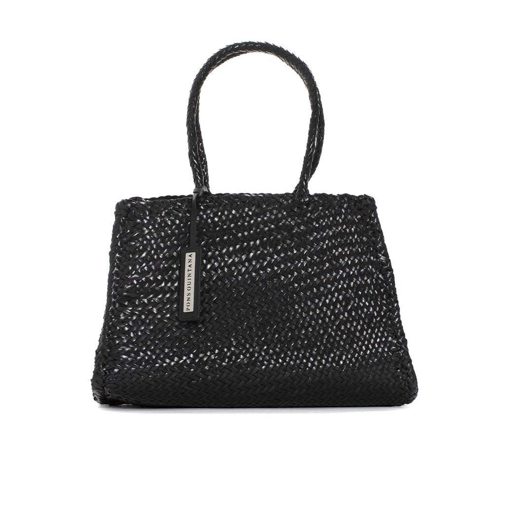 BOLSO DE MANO V233 TRENZADO NEGRO
