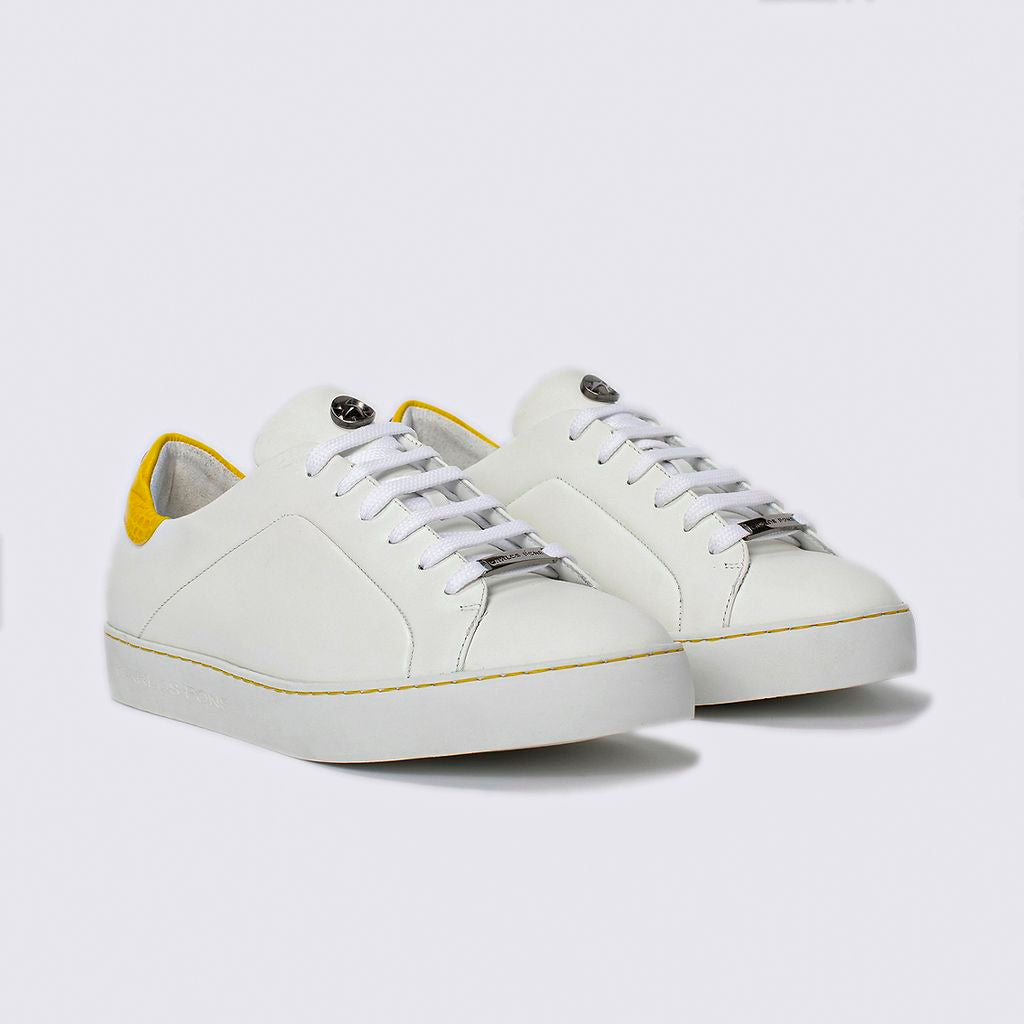 SNEAKER JADE NAPA BLANCO + COCCO AMARILLO