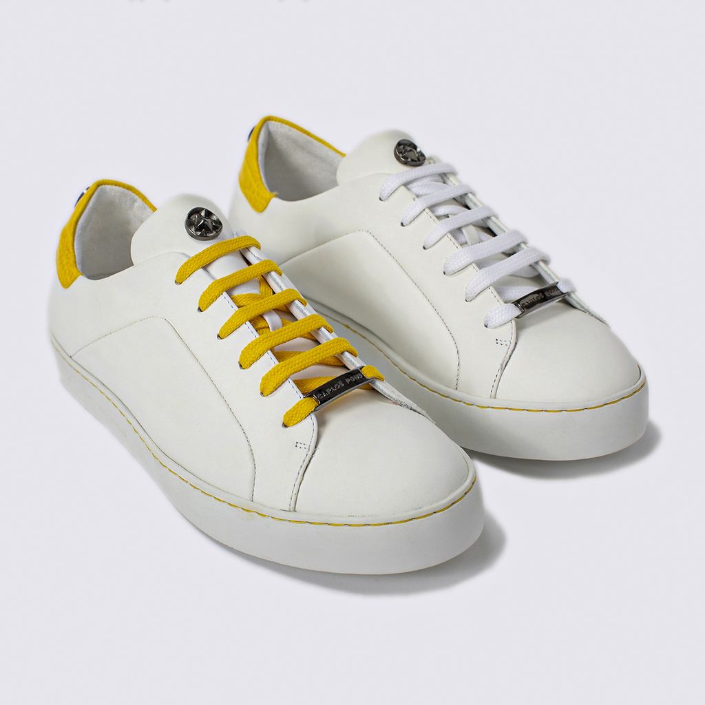 SNEAKER JADE NAPA BLANCO + COCCO AMARILLO