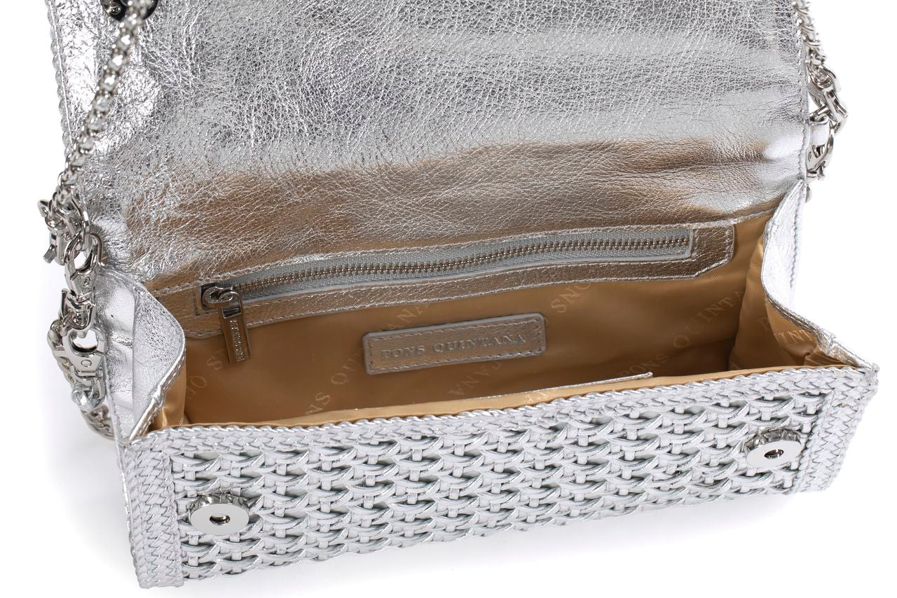 BOLSO DE MANO V202 METAL SILVER