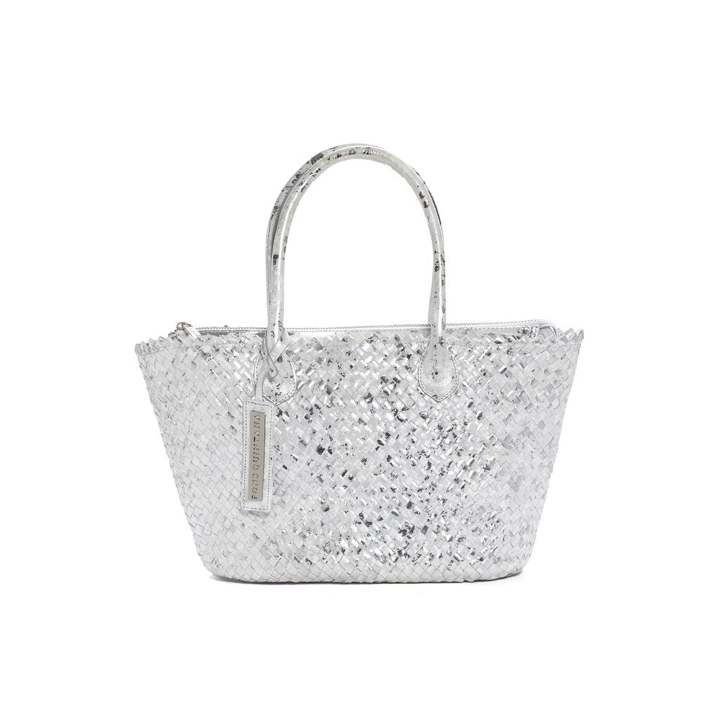 BOLSO DE MANO V209 TRENZADO GAUDET BLANCO