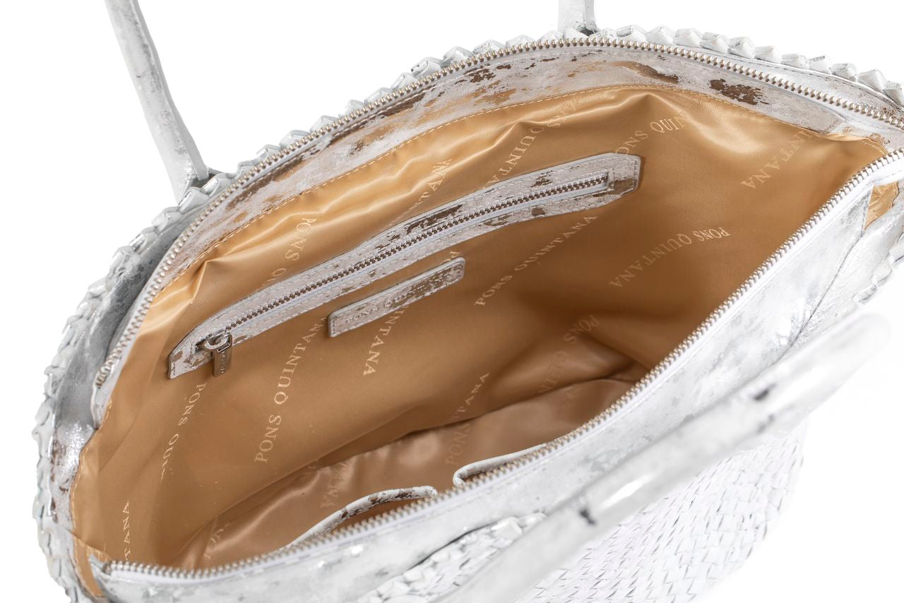 BOLSO DE MANO V209 TRENZADO GAUDET BLANCO