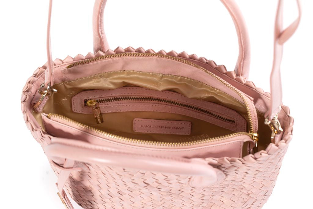 BOLSO DE MANO V210 TRENZADO NUDE